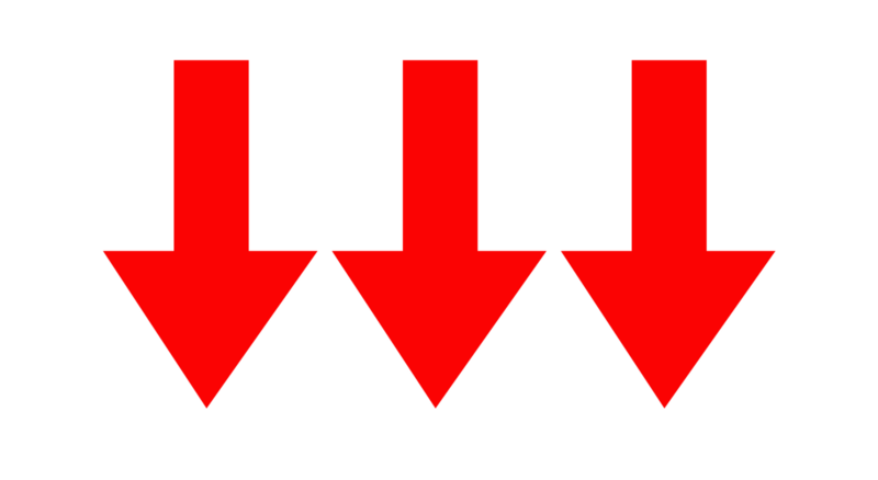 Red downwards pointing arrows